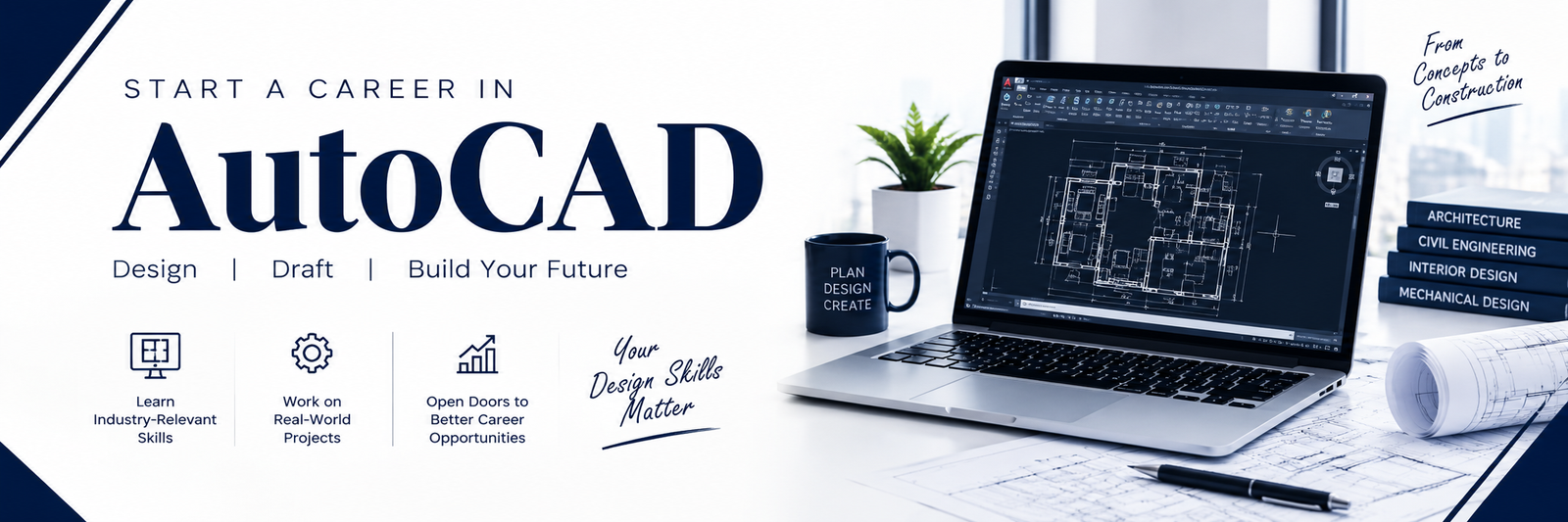 Start a career in AutoCAD with industry-relevant design skills and real-world drafting projects.